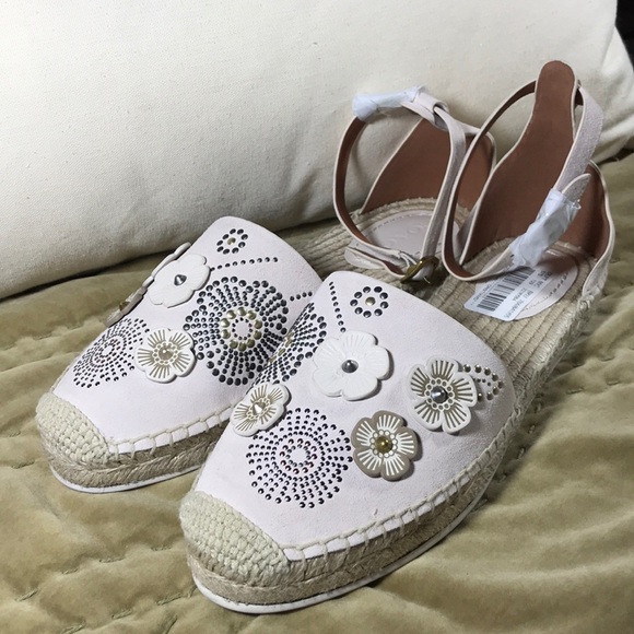 Coach Ankle Strap Astor Espadrille Tea Rose Rivets - Picture 1 of 7